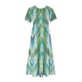 thumbnail image 3 of Robes d'Été Grande Taille pour Femmes 2024 à Manches Courtes, Col Rond, Coupe Ample, Imprimées, Couleur, Longue Robe, Économisez jusqu'à 65 % de Rabais!, 3 of 4
