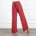 thumbnail image 4 of Diufon Straight Pants for Women Elastic High Waist Drawstring Pants Cotton Solid Color Lounge Wide Leg Pants, 4 of 5