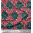 thumbnail image 1 of Soimoi Orange polyester Crepe Fabric Seamless Damask Print Sewing Fabric Yard 52 Inch Wide, 1 of 3