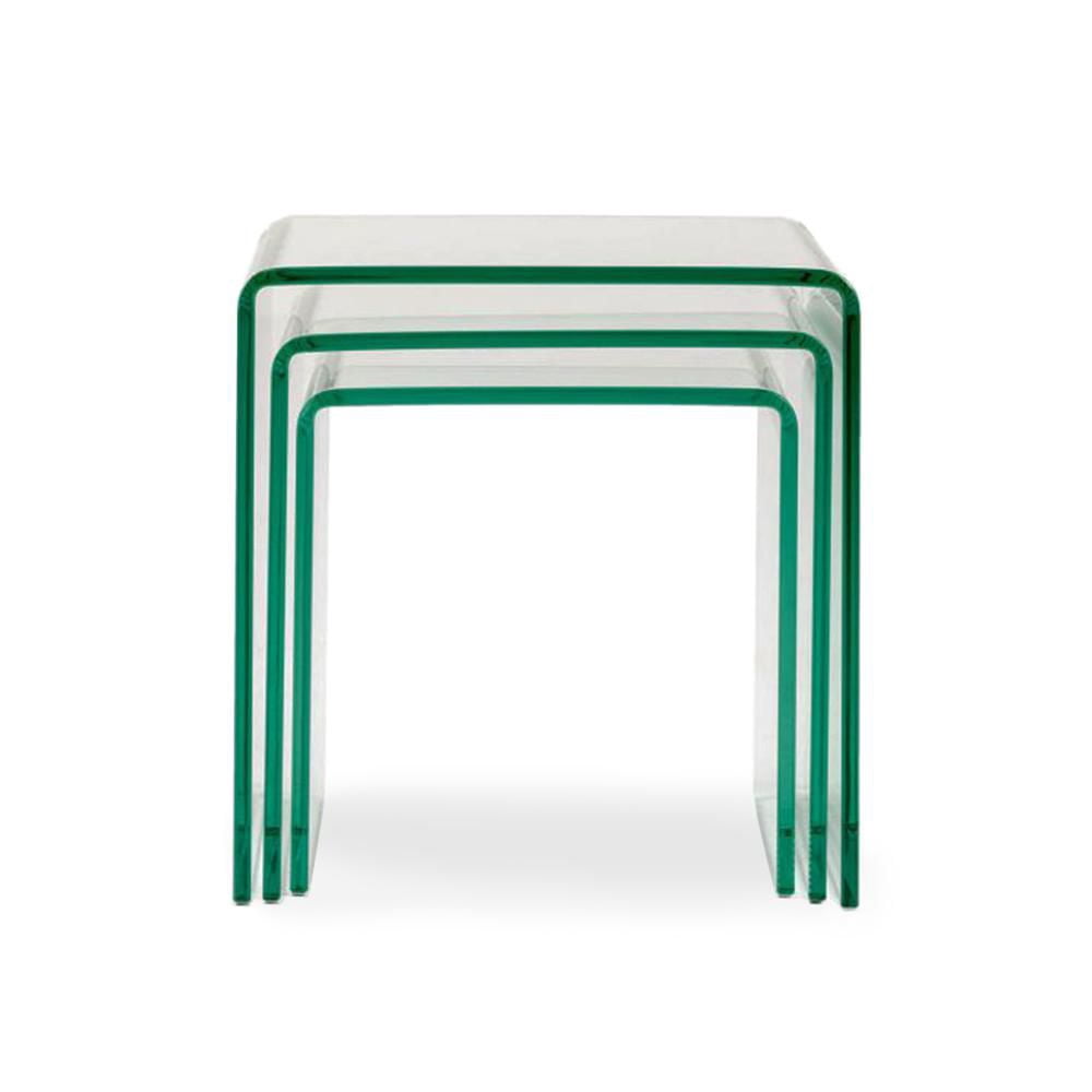 Heavenly Collection Nesting Table, Glass Nesting Table, Un-tempered Glass Nesting Table, Bent Glass Nesting Table, Waterfall Nesting Table, Set Nesting Table