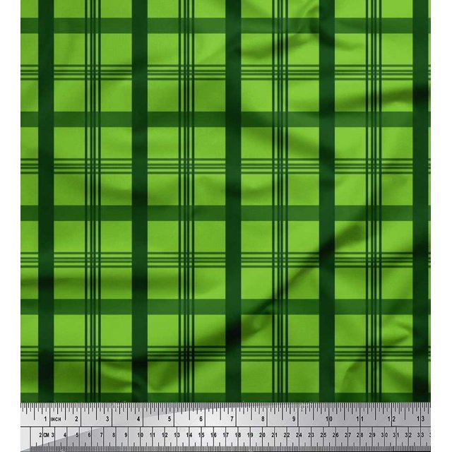 Soimoi Cotton Duck Fabric Check Check Printed Craft Fabric by the Yard 42 Inch Wide