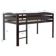 thumbnail image 2 of Costway Twin Low Loft Bunk Junior Bed Bedroom Wooden Guard Rail Ladder Espresso, 2 of 10