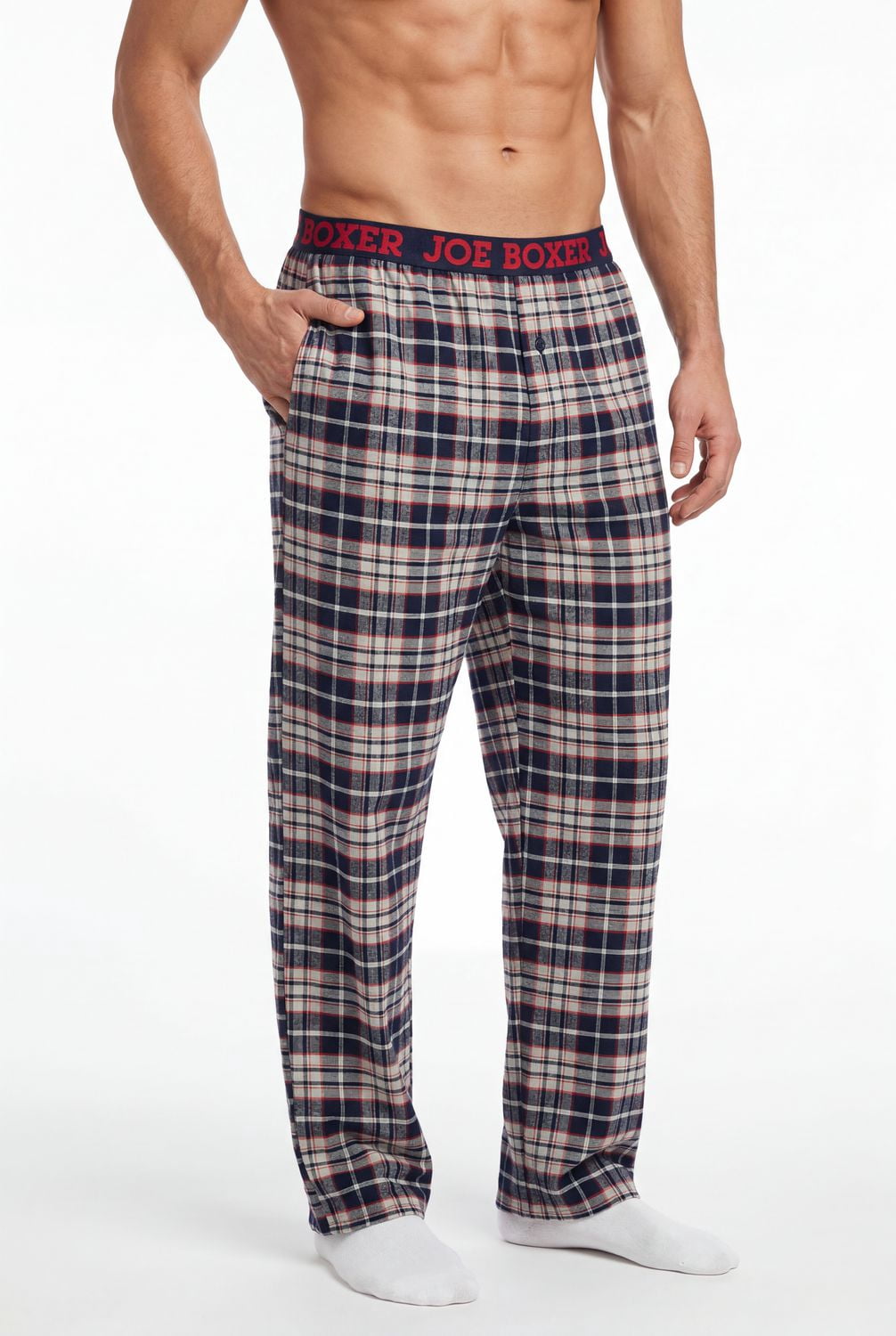Joe Boxer Men's 100% Cotton Flannel Sleep Pant with Logo Waistband