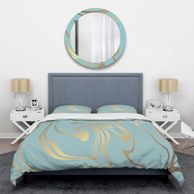 Designart « Golden Marble Design I » Ensemble de Housse de Couette Style Mi-Siècle