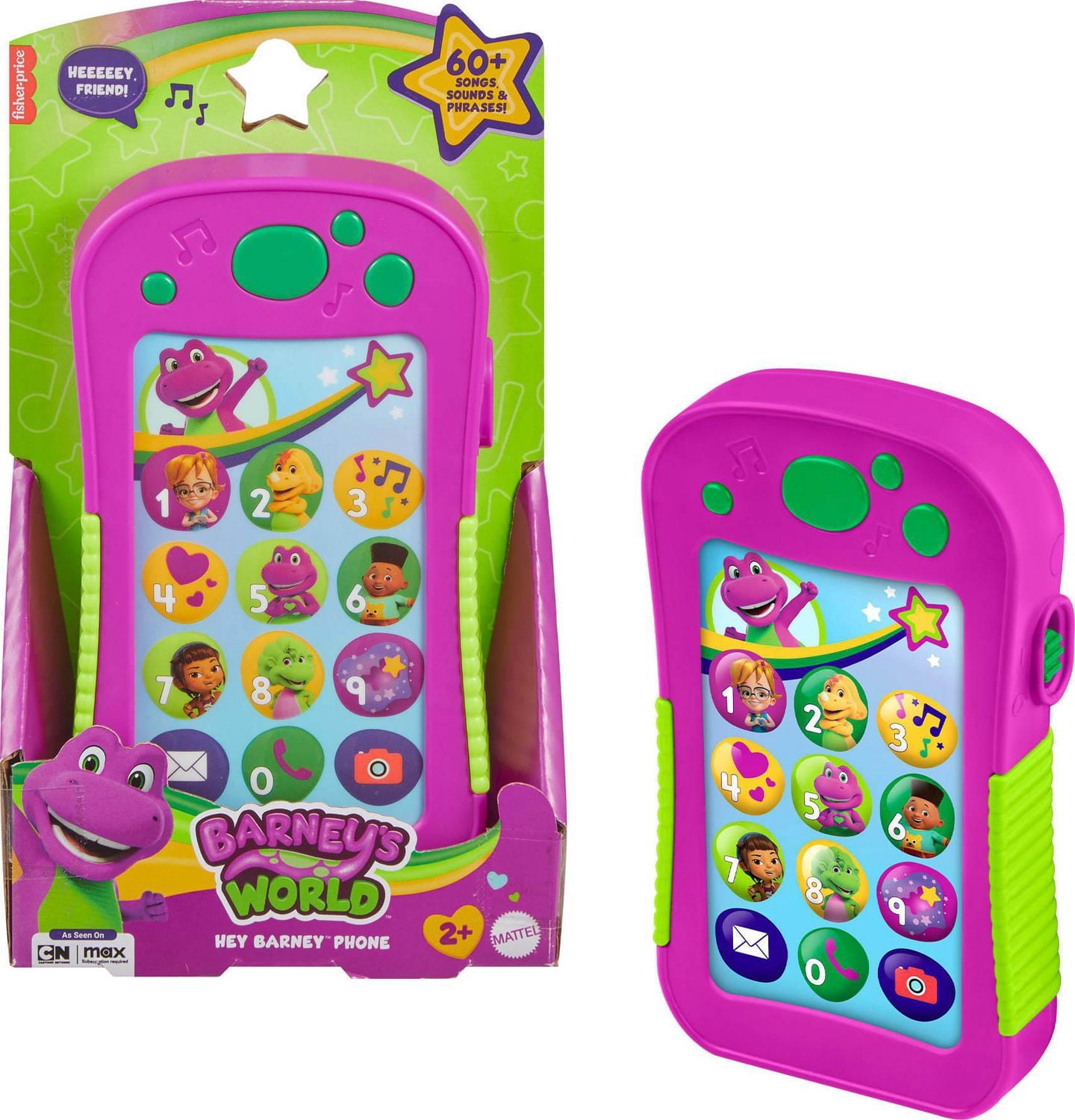 Fisher-Price Barney’s World Hey Barney Phone Musical Toddler Toy with Lights for Kids, Multilanguage Version