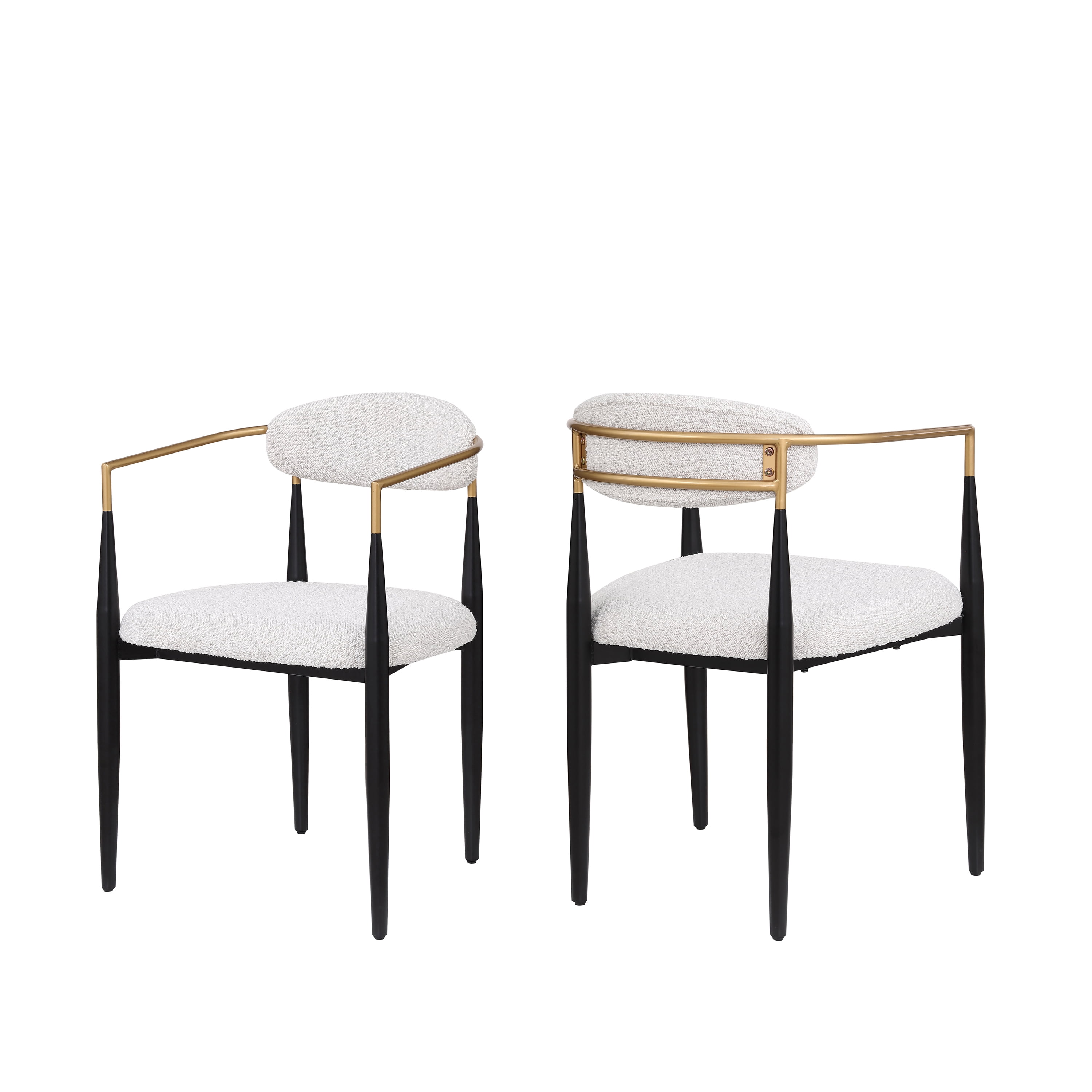 Ensemble de 2 chaises de salle à manger modernes Noble House, dossier ajouré incurvé, revêtement, beige