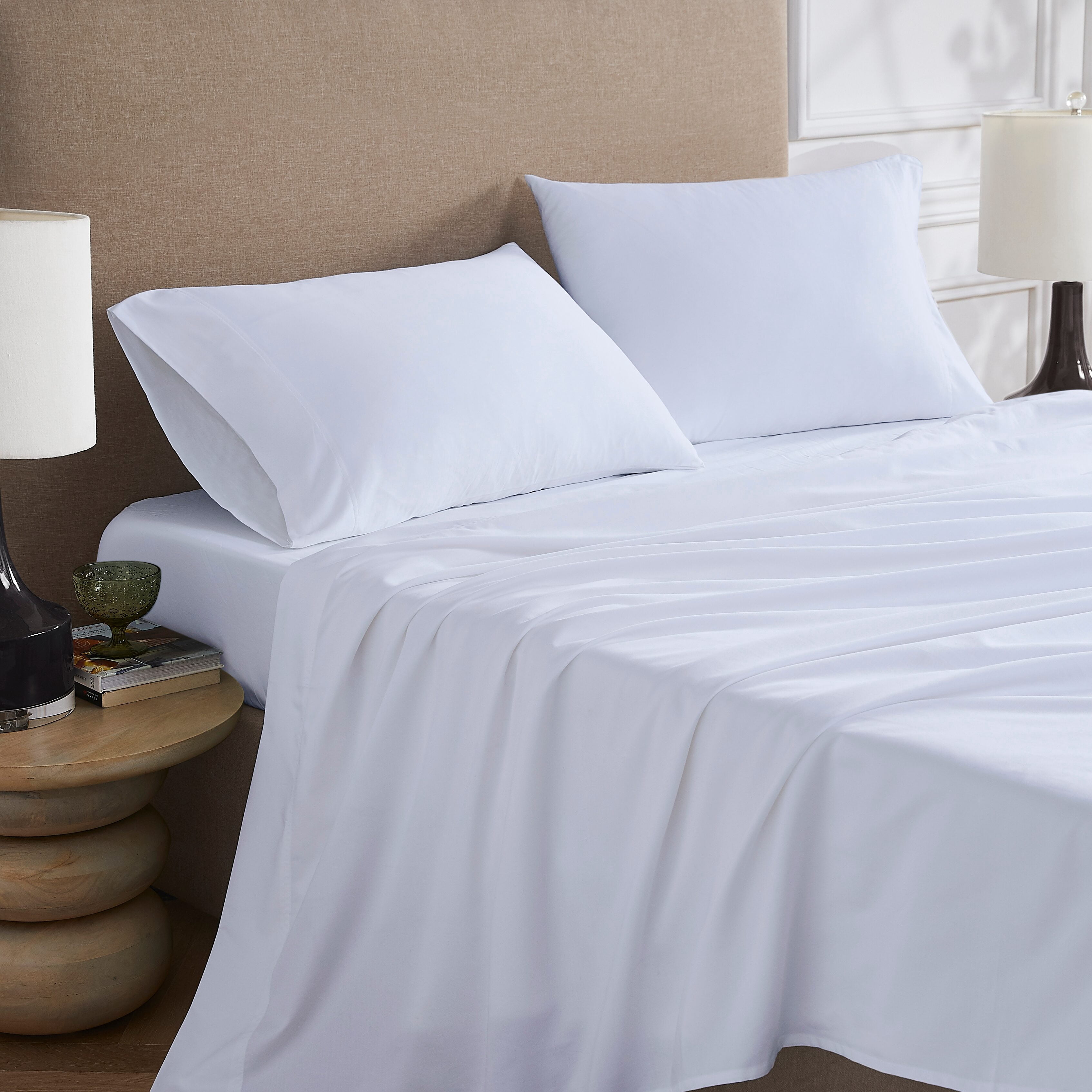 Drap plat en percale brossée 300 fils de Hometrends
