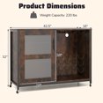 thumbnail image 3 of Gymax Armoire de Bar à Vin avec Roues, Lumières DEL, Étagères de Rangement, Porte-Verres, Casiers à Vin, 3 of 10