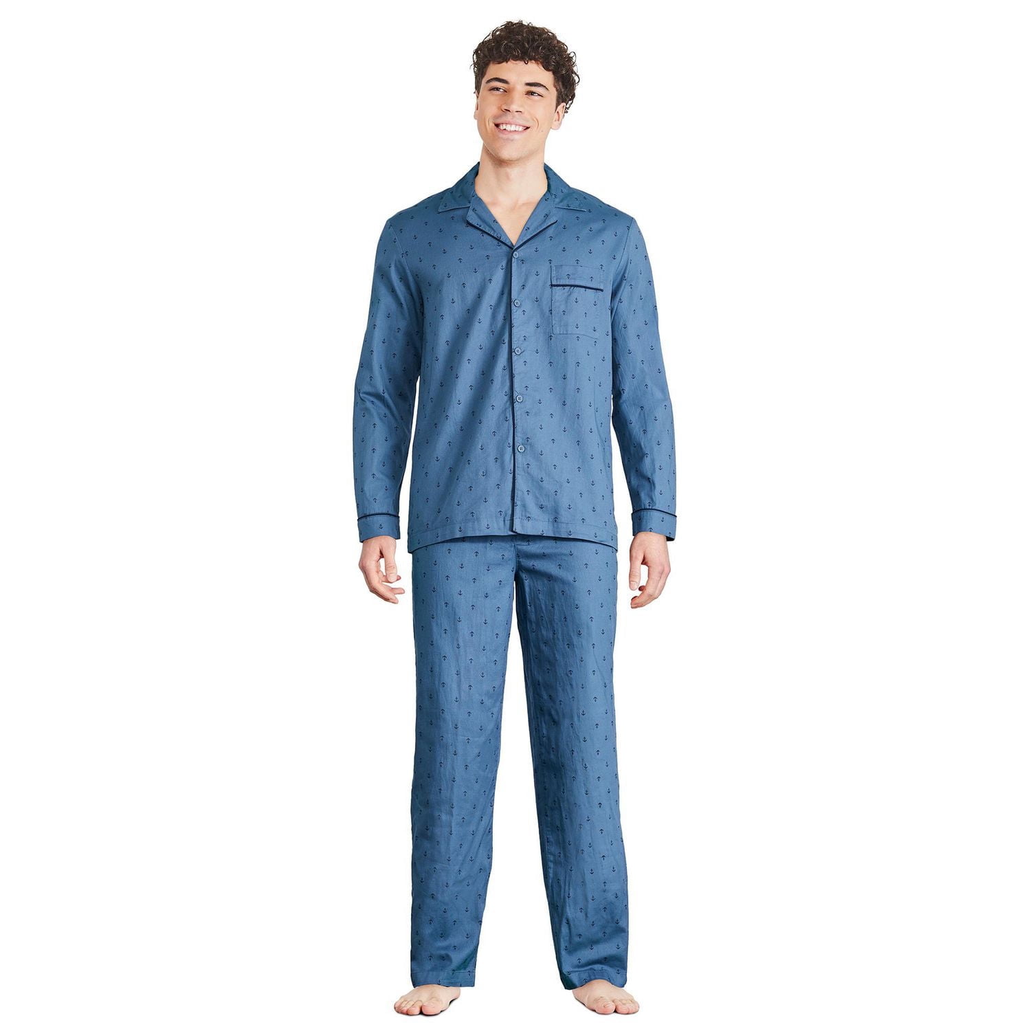 George Men's Notch Collar Pajama 2-Piece Set