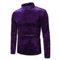 thumbnail image 2 of Chandail Ample Mode pour Hommes Base Rétro Scène Fête Couleur Unie Manches Longues Col Rond Hauts Chandail Tricot Chandails pour Femmes P-69 Violet TG, 2 of 7