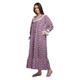 thumbnail image 2 of Moomaya Robe de Nuit Maxi pour Femmes en Coton à Col en V Imprimé avec Bordure Volantée, 2 of 5
