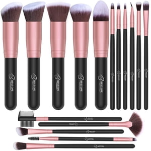 Makeup Brushes 16 PCs Makeup Brush Set Premium Synthetic Foundation Brush Blending Face Powder Blush Concealers Eye Shadows Make Up Brushes Kit (Rose Golden)