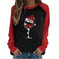 thumbnail image 2 of Qertyioot Women's Fashion Tops,Spring Patchwork Christmas Printed Sleeves Round Neck Casual Tee, 2 of 6
