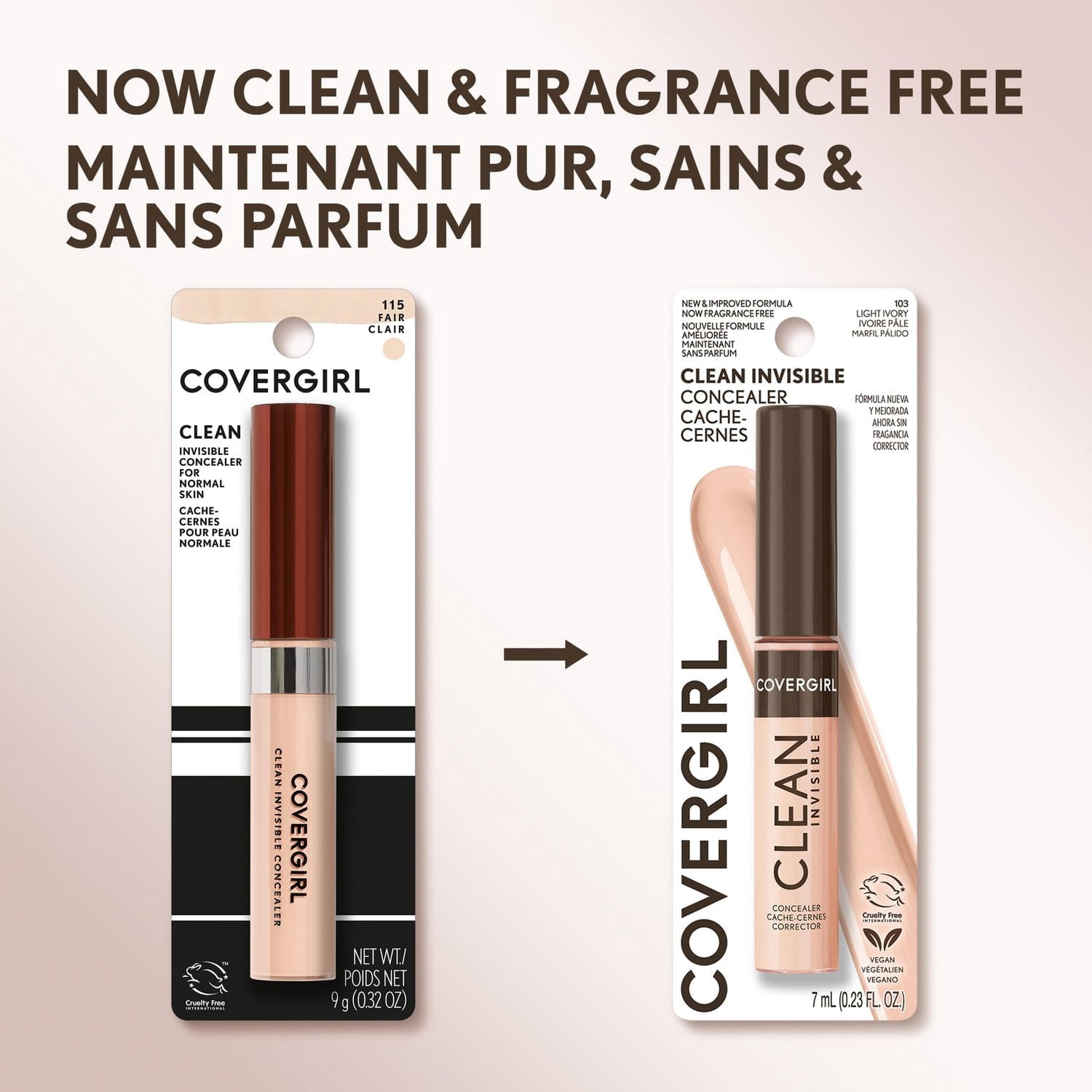 Clean Invisible Concealer, Lightweight, Hydrating, Vegan Formula made with 100% natural-origin pigments for a natural finish