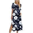 thumbnail image 2 of Ovzne Robes pour Femmes Robe Femme Couleur Unie Ample Décontractée Mode Robe à Manches Longues Robe à Col à Manches Longues pour Femmes Grande Taille Robe Maxi à Manches Longues Imprimée Liquidation, 2 of 6