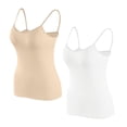 thumbnail image 1 of Timegard Camisoles pour Femmes 2 Pcs avec Soutien-Gorge Intégré Col Rond Bretelles Spaghetti Ajustées Douces Maillots de Corps Décontractés Hauts de Pyjama, 1 of 5