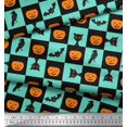 thumbnail image 2 of Soimoi Poly Georgette Fabric Pumpkin,Cat & Bat Halloween Print Fabric by Yard 42 Inch Wide, 2 of 3