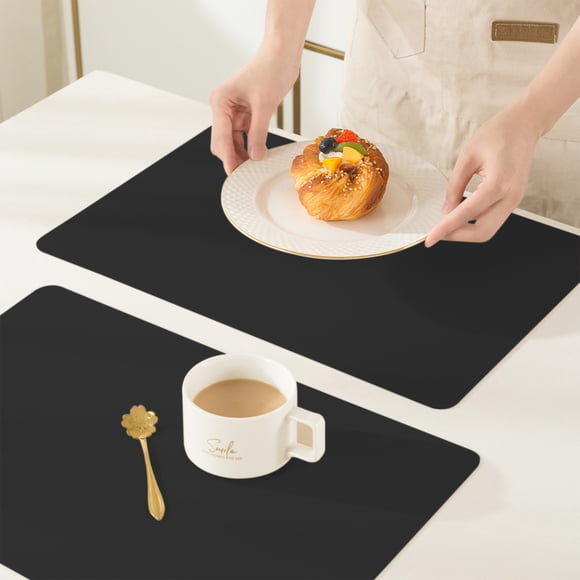 TIMIFIS Seat Cushion Round Cushion Solid Color Leather Western Dining Mat Oil-Proof Dining Table Mat Hotel Home Dining Mat Non-Slip Bowl Mat Insulation Mat Kitchen Gadgets