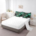 thumbnail image 4 of YST 7 Pcs Comforter Set Queen, Marble Bed In A Bag With Flat Sheet And Fitted Sheet For Kids And Adults, Golden Glitter Marbling Stone Pattern Bedding Set With Pillowcases & Shams,Green Gold, 4 of 5