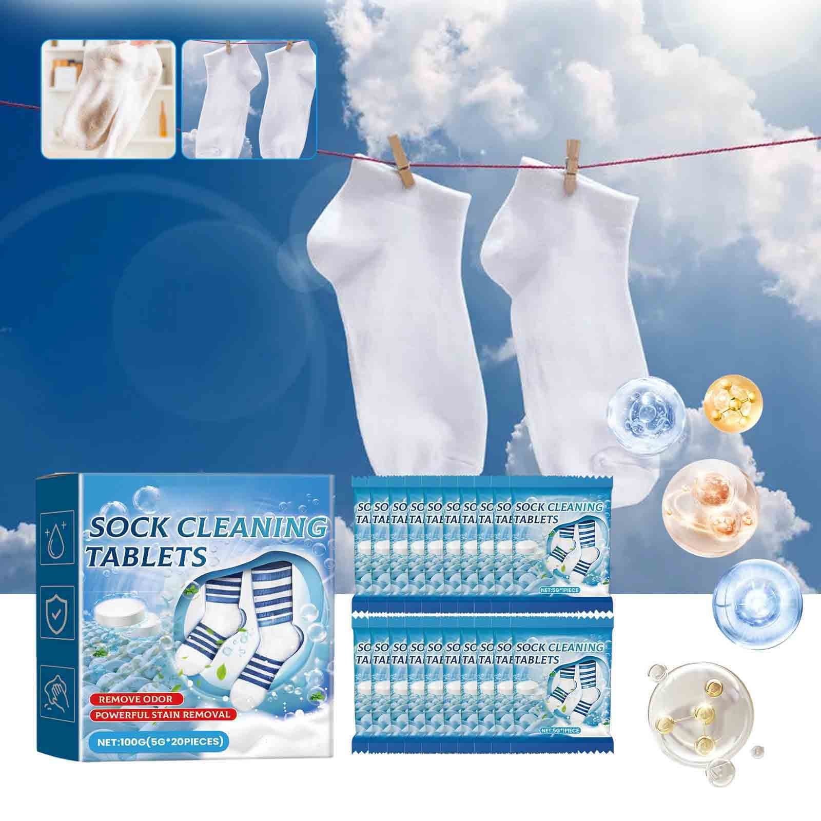 CaiYueKe Sock Cleaning Tablets for Stubborn Stains Odor Removal, Laundry Detergent Pods for Shoes, Multi-Purpose Stain Remover for Laundry, Sports Gear, Effective Fabric Cleaner