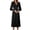 black, variant on Women Formal Maxi Satin Dress Long Puff Sleeve Deep V-Neck Empire Waist Dress Evening Party Cocktail Dress Wine Red XL
