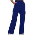 thumbnail image 1 of Timegard Womens Sweatpants Cargo Pants Elastic Waist Straight Leg Fall Casual Loose Workout Trousers, 1 of 6
