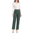 thumbnail image 2 of Unique Bargains Women's Christmas Plaid Pockets Elastic Waist Straight Leg Pant, 2 of 8