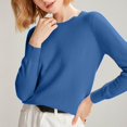 thumbnail image 4 of ManxiVoo Chandail Tricoté à Manches Longues et Col Rond pour Femmes, Haut à Capuche pour Automne Hiver, Tenue Décontractée, Taille g, Bleu Ciel, 4 of 8