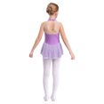 thumbnail image 2 of Oyolan Robe de Patinage Artistique Sans Manches à Paillettes en Maille Florale pour Filles Enfants Lavande 10, 2 of 7