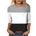 thumbnail image 1 of CEHVOM T-shirt Mode Imprimé pour Femmes Manches 3/4 Blouse Col Rond Hauts Décontractés Liquidation, 1 of 5