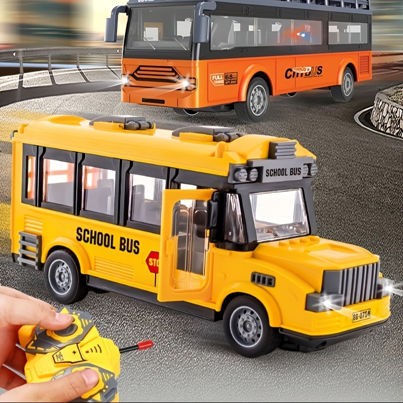 LNGOOR RC Bus Remote Control Car Vehicles With Opening Doors City Bus  Remote Control Car With LED Lights School Bus Toy For Children Kids