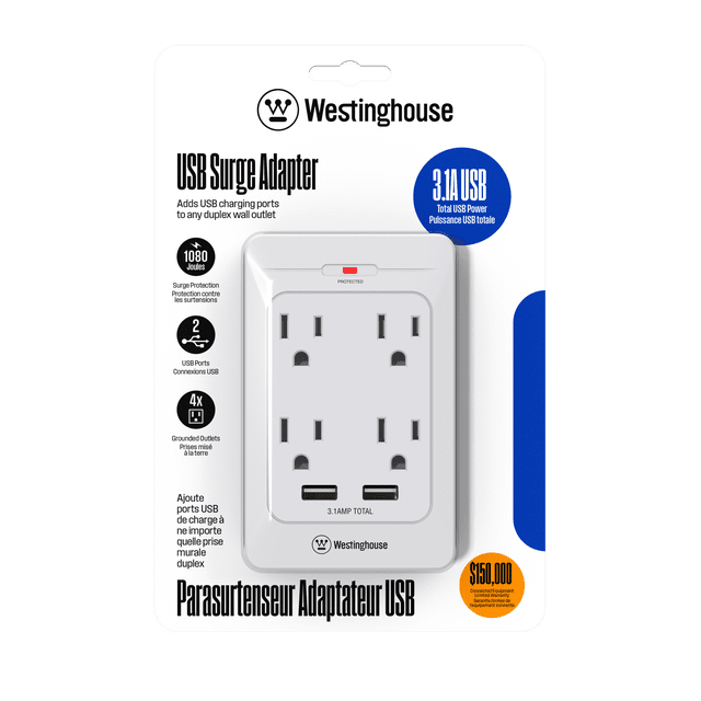 Adaptateur USB de surtension Westinghouse de 1 080 J