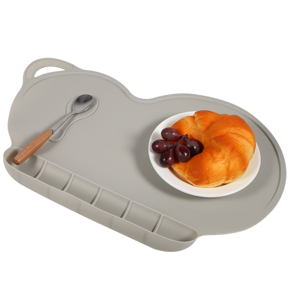 Baby Plate Mat, 1Pc 4 Colors Silicone Baby Divided Plate Baby Dish Anti Slip Waterproof Folding Child Dinner Table Set