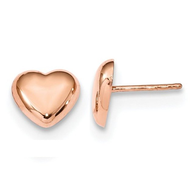 Boucles d'Oreilles Cœur Poli en Or Rose 14K