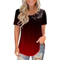 thumbnail image 2 of AMERTEER Femmes Mode Dentelle Uni à Empiècements Col Rond Manches Courtes T-Shirt Blouse Hauts T-Shirt pour Femmes, 2 of 6