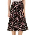 thumbnail image 1 of Unique Bargains Jupe Midi Évasée à Imprimé de Feuilles pour Femme, Noir, TG, 1 of 5