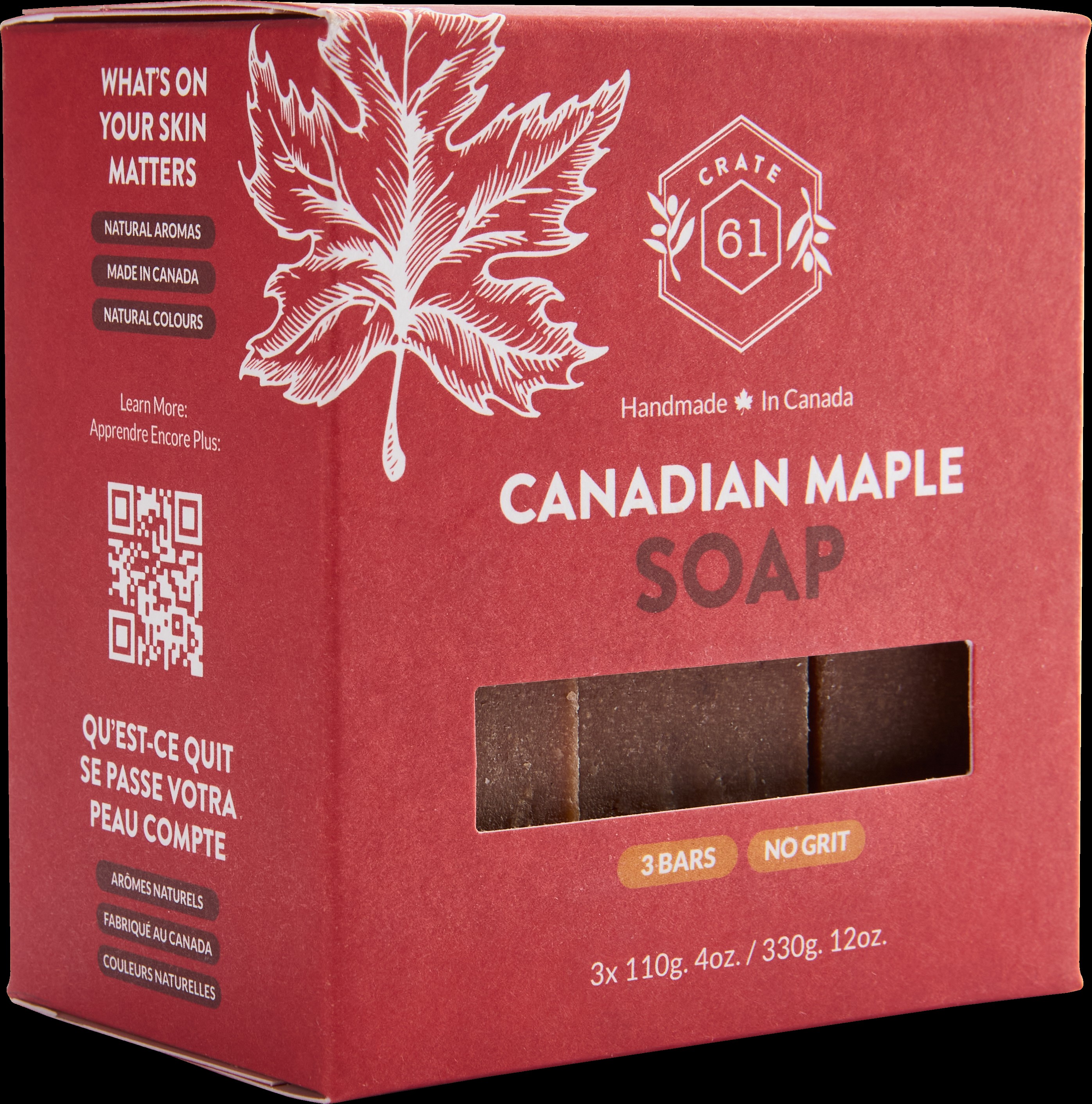 Crate 61 Canadian Maple Bar Soap, 3x110g 4oz. / 330g 12oz.