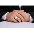 thumbnail image 2 of RYLOS Men's Rings Yellow Gold Plated Silver Nugget Ring with Cabochon Gemstone & Diamonds Aquamarine Rings For Men Size 9, 2 of 7