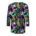 thumbnail image 4 of Penkiiy Blouse Carnaval Manches 3/4 Chemise de Printemps Quotidienne Tee Imprimé Masque Blouse Mardi Gras Col Rond 2024 Tee Tunique Habillée TG Violet, 4 of 5