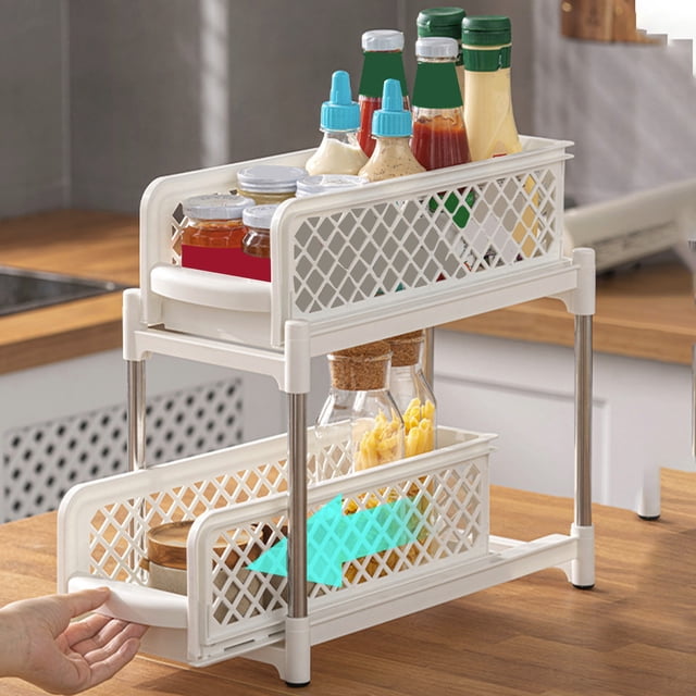 2 Tier Sliding Shelves Storage Under Sink Organizer Bathroom Kitchen Organizers And Storage Pull Out Sink Cabinet Drawer Shelf Pantry Organizer And Storage