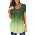 thumbnail image 1 of Baberdicy Ruched Tunic Tops for Women - Casual Short Sleeve Blouses (Leggings Matching, Spring/Summer Outfits) Green L, 1 of 5