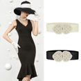 thumbnail image 4 of INSPIRE CHIC Heart Shape Design Faux Pearl Rhinestone Decor Waist Belts for Women One Size Black, 4 of 4