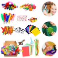 thumbnail image 2 of CHUANK 1000Pcs DIY Art Craft Kit Craft Art Supply Set Creative Arts and Crafts Kit Included Pipe Cleaners Feather Foam Flowers Letters Sticker Popsicle Sticks Scissors, 2 of 11