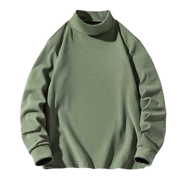 Timegard Fall Tops for Men High Neck Thermal Underwear Solid Color Comfy Pullover Casual Long Sleeve Tops