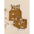 thumbnail image 2 of Xingqing Été Infant Baby Garçons Clothes Soleil Imprimé Sans Manches Veste Tops Shorts Sets, 2 of 7