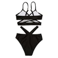 thumbnail image 3 of MIASHUI Girls 2 Piece Swimsuits Solid Spaghetti Strap Bikini Set Beach Bathing Suit,Black,9-10 Years, 3 of 6
