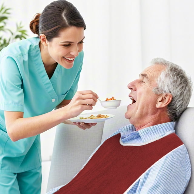 Avdolw 5-Pack Adult Bibs for Elderly & Disabled - Cotton, Adjustable, Machine Washable, Eating Cloths with Hook & Loop Closure