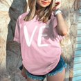 thumbnail image 1 of Hot Sale!! T-Shirts de la Saint-Valentin pour Femmes Imprimés Graphiques Mignons Léopard Cœur Amour T-Shirts Décontractés Manches Courtes Col Rond Rose + TP, 1 of 7