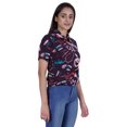 thumbnail image 3 of Moomaya Haut Court Imprimé pour Femmes Été Décontracté T-Shirt à Col à Fermeture à Glissière, 3 of 7