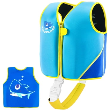 NEO-SPLASH Veste de Natation pour Tout-Petit, Gilet de Sauvetage en Néoprène pour Enfants de 3 à 6 Ans (41,8-66,1 Lb), Requin Bleu